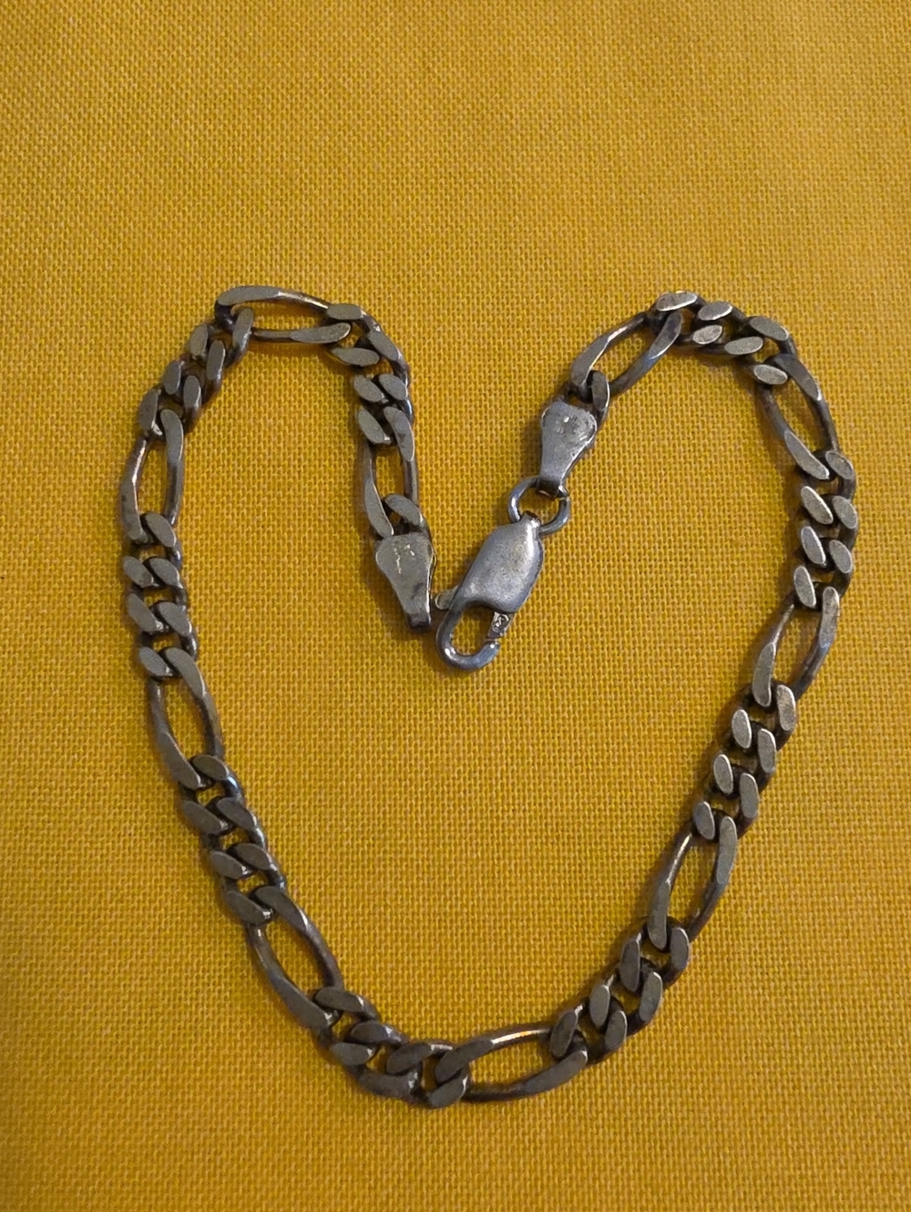 Vintage ▪︎ 925 Italy Silver ▪︎ Figaro Chain Bracelet ▪︎ AS: 7.5 Inches